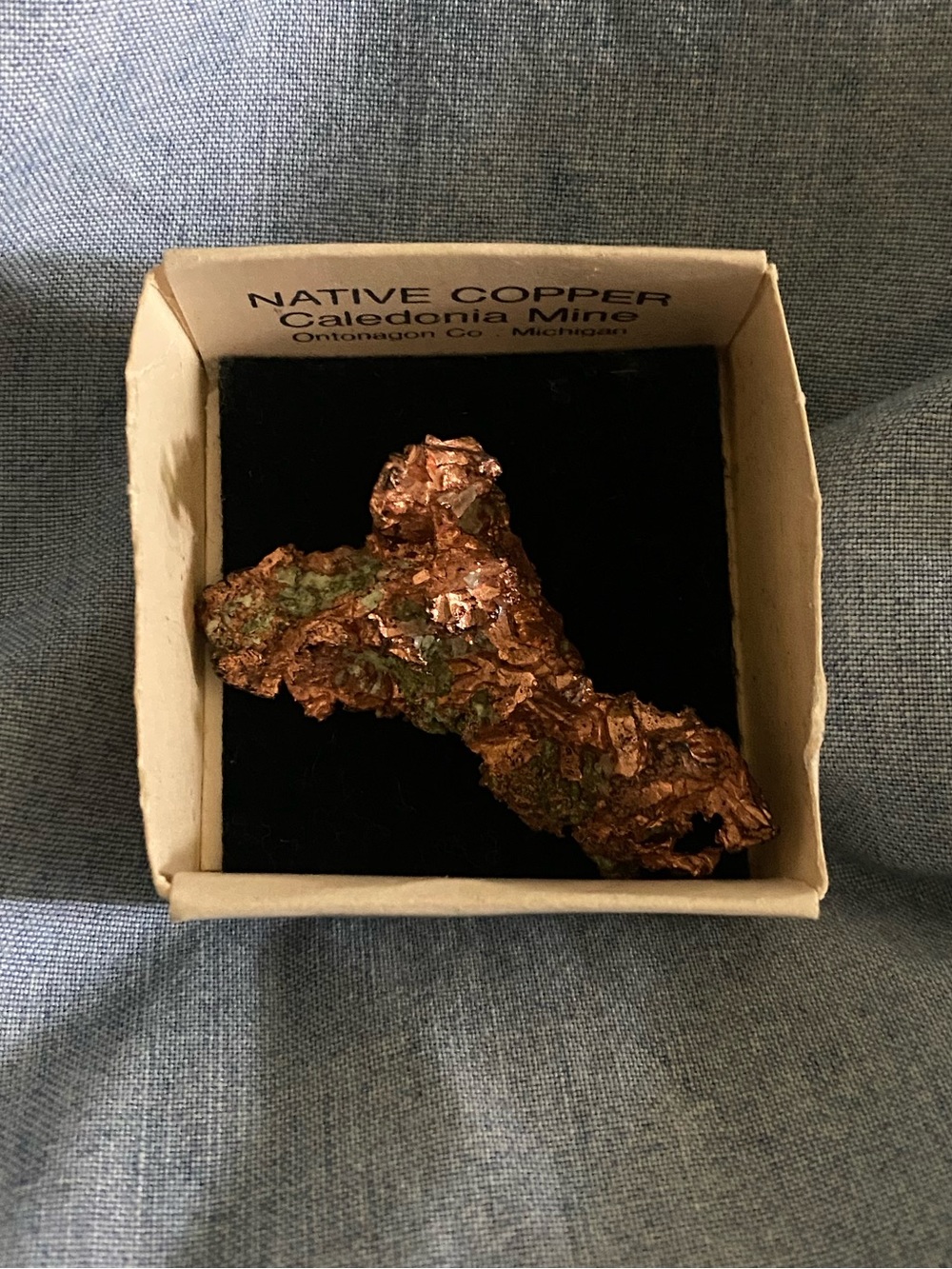 Native Copper with Green Patina from Caledonia Mine, Ontonagon Co.,Michigan